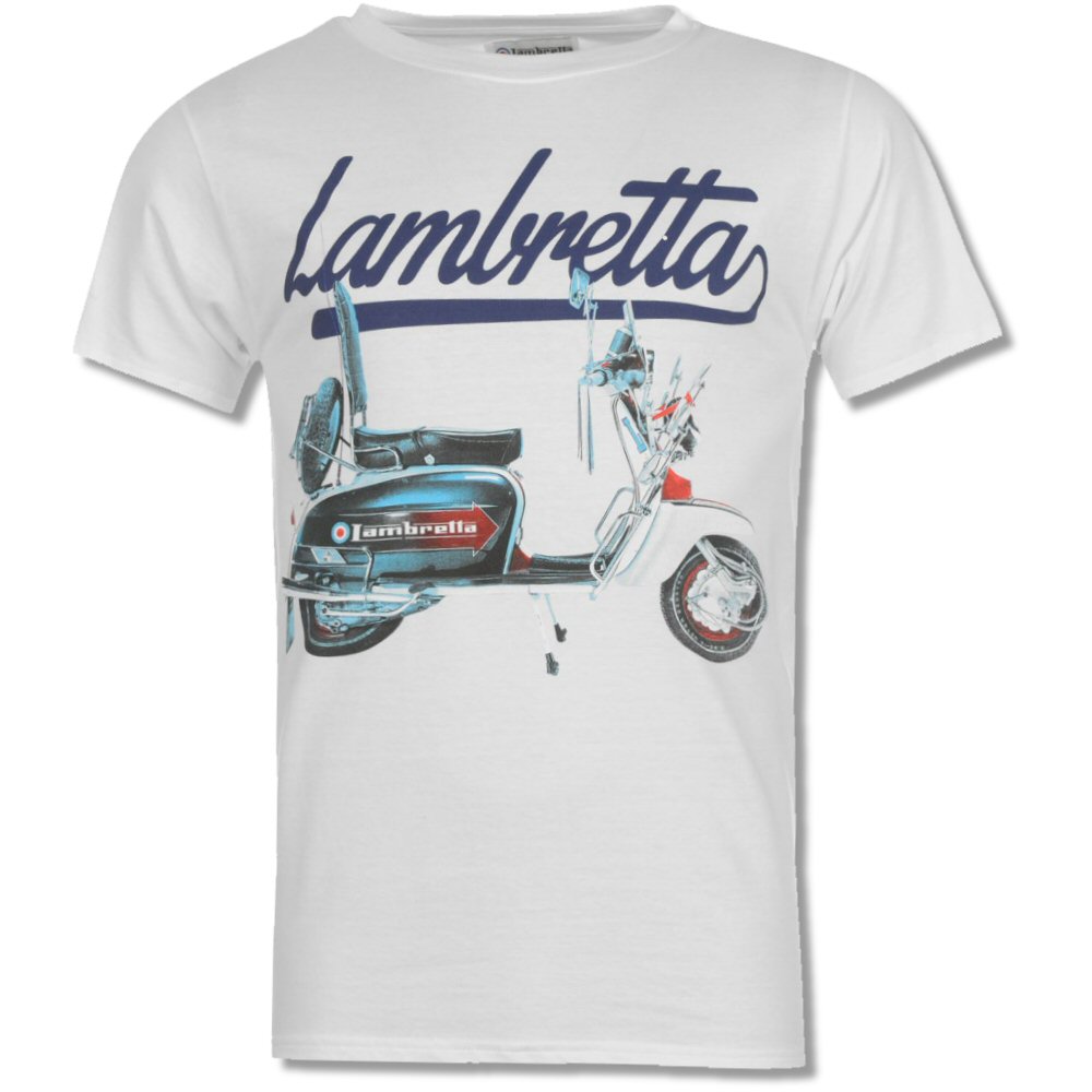 Lambretta 'Heavy' Mod Retro 60's Jimmy Scooter Crew Neck T Shirt White XXL | Adaptor Clothing